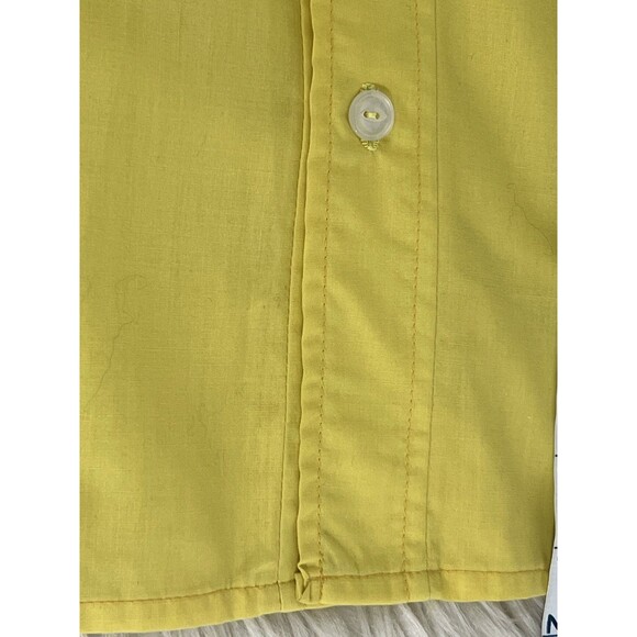 Vintage Retro Western Button Down Shirt Yellow Blue Ditzy Floral Single Stitch - Picture 11 of 12